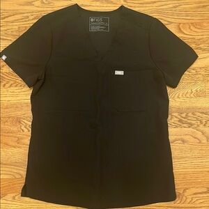 Figs Black Short Sleeve Tee Classic Crew Neck